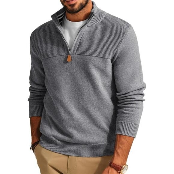 Other - Men's Quarter Zip Sweater Slim Fit Casual Pullover Sweater Mock